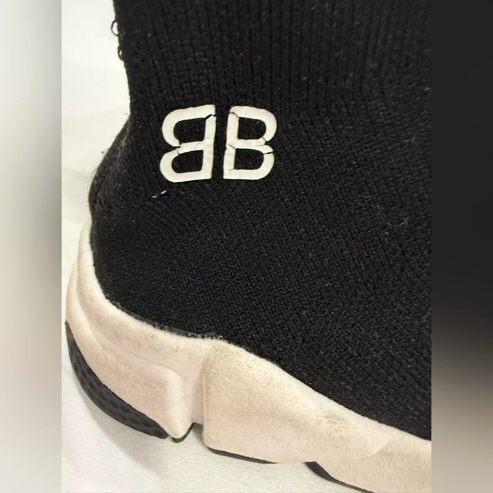 Balenciaga Black and White Knit Sneakers - Picture 5 of 5